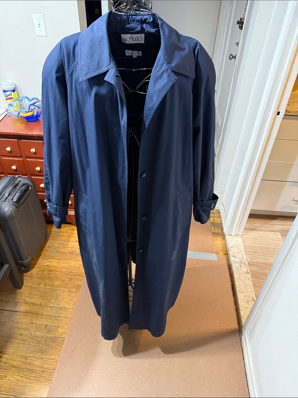 St. Malo Deep Navy Single-Breasted Trench Coat